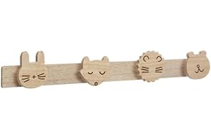 Paris Prix Atmosphera for Kids - Patère Enfant 4 Têtes Wild 55cm Naturel