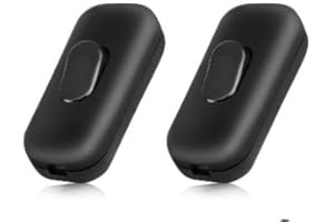QNENEAM Lot de 2 Interrupteur Lampe de Chevet, Interrupteur lampe Noir, Interrupteurs Torpedo Noir, Interrupteurs à Bascule Bi-polaires 6A 250V, Convient pour Petits Appareils, Lampes de Bureau et de Chevet