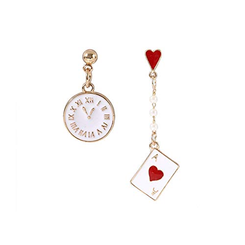 Preisvergleich Produktbild QQSS Mädchen Fantasy Uhr Poker Nette Ohrringe Asymmetrische Geschenk