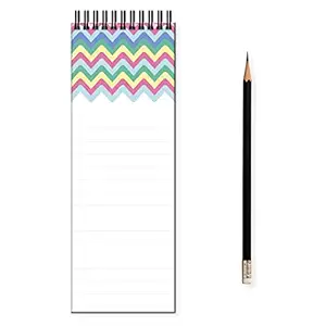 Yey Paper Magnetic Refrigerator Memo Pad , Colorful Chevron Design Fridge Magnet Notepad , Multipurpose Memopad , Size 3x8 inches, 50 Pages (Free Magnetic Pencil Included Inside)