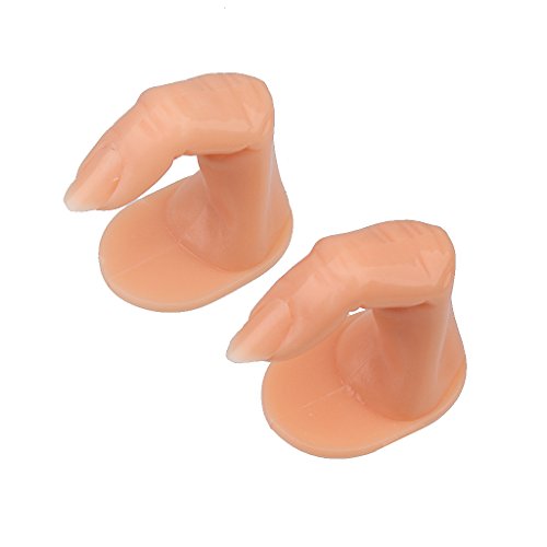 2pcs Nail Art Practice Fingers False Nail Polish Training Tool with Nail Tip