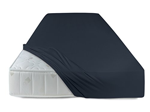 Jersey Spannbetttuch in unseren besten Farben aus 100% Baumwolle – in 5 Größen erhältlich, 200-220 x 200 cm, anthrazit - 3