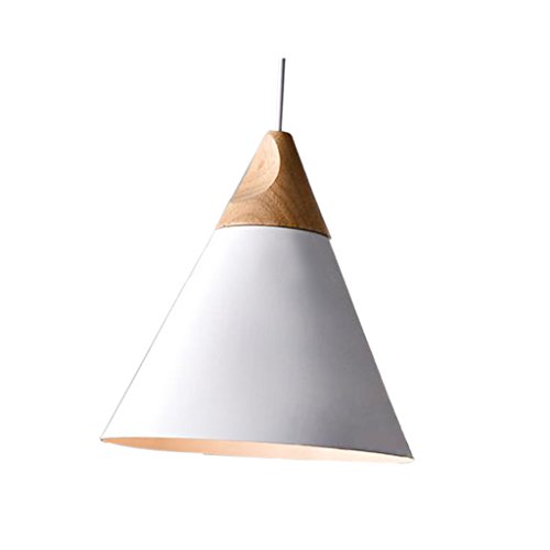 Generic E27 Holz Lampenschirm Anhänger für Hängeleuchte Decke Hängelampe Kronleuchter – Weiß - 8