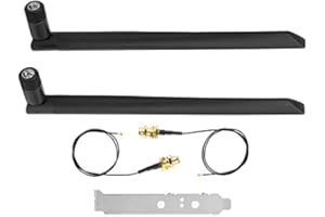 氷面鏡 2 Piezas a Cable SMA + 2 Piezas M.2 WiFi Bluetooth Antena Externa 8DB, Compatible con Tarjeta Blueooth 802.11a / b/g/n/AC, para Tarjeta de Red inalámbrica NGFF/M.2