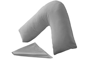 beSunshine 100% Egyptian Cotton V-Shaped Pillow Case Pregnancy Neck Orthopedic Pillow Cover Only (Grey)
