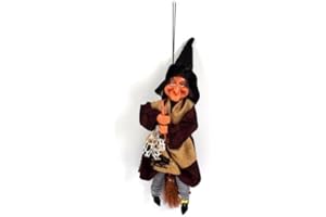 CHRISTMAS DECORATION Befana Strega da Appendere 25cm Nero con Scopa Decorazioni Natale Halloween