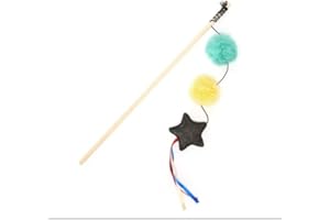 SOCIAL4ANIMAL Juguetes para Gatos Interactivos, Juguete para Gato Divertido para Disfrutar de sus Juegos para Gatos, Juguete Interactivo Gato, Gatos Accesorios para Hacer Ejercicio (Pompones y Estrella – 45CM))