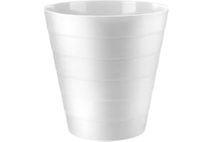 VIVAAS Plastic Waste Paper Bin 6L Round Waste Basket Trash Can Lightweight Rubbish Bin for Kitchen, Bedroom, Bathroom, Open-Top Design, Outdoor Garbage Container Dustbin (White)