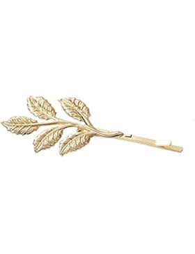 Vintage Haarklammer Haarspange Haarschmuck mit Blatt Leaf Blumen Flower in Gold-Optik von DesiDo®