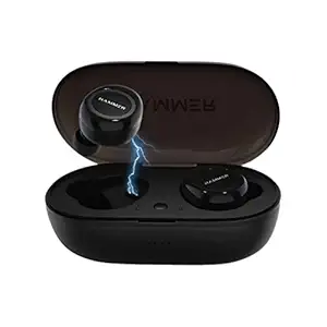 Hammer Airflow in Ear True Wireless Earbuds with Mic (TWS Earbuds),Bluetooth 5.0, 3-4 Hours Playtime, 10m Range, a Bluetooth Wireless Earphone with Magnetic Charging case (300mah) (Black)