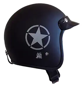 ISI Certified Guardian Open Face Helmet (Matte Black) (Medium)