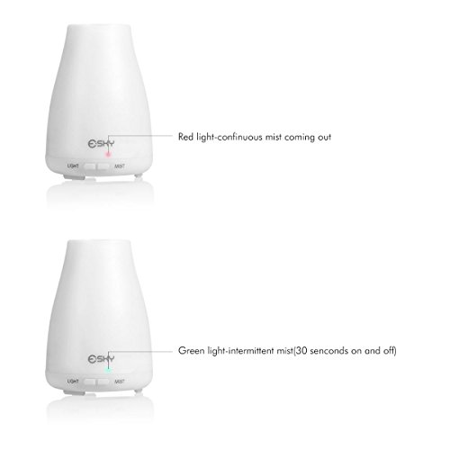 Esky 100ML Ultraschall LED Aroma Luftbefeuchter 100ml Ätherische Aromadüfte Luftbefeuchter Tragbar Ultraschall Kühler Nebel Nebel-Luftbefeuchter 7 Farben LED Licht wechselnd Ätherisches Öl Nebel Diffuser, Duftzerstäuber für Haus, Yoga, Spa, Schlafzimmer, Kinderzimmer H001 - 4