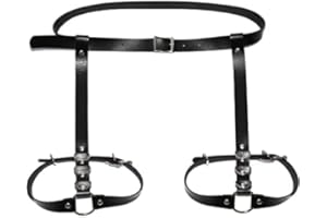 Flovel Catena a vita in pelle punk Catene per gambe nere Rave Nightclub Belly Body Chain Gioielli per donne e ragazze