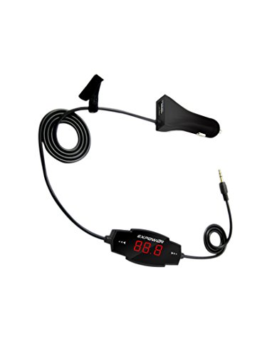 Expower® Radio Adapters Wireless FM Transmitters for Car with 3.5mm Line-in and Car Charger Adatpers USB for iphone 6/5, Samsung Galaxy S6/S6 Edge with Hands-free, Music Control Function