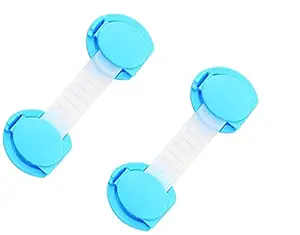 Kuhu Creations Kids Safety Lock for Drawer Fridge Cabinet and Many Other appliances or Furniture- (2 Pcs, Blue Plastic).