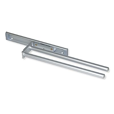 Emuca 7086962 Support porte-serviettes extensible avec 2 bras longueur 440 mm en aluminium anodisé mat