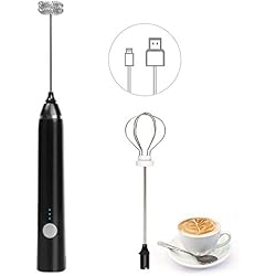 Mousseur à Lait Électrique, Dallfoll Mousseurs à lait à main Rechargeable par USB, Trois Vitesses Réglable Multi-Mixeu pour Mousse Cafés Crème Latte Cappuccino Jus (Noir)