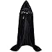 Produktbild Herren Damen Halloween Umhang Cape mit Kapuze Lange Samt für Karneval Fasching Maskerade Vampir Kostüm SAMT Erwachsener Unisex Umhang Schwarz Satin Poncho Cosplay Umhangmantel Cool Hexe Mantel