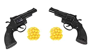 Humaira Mini Revolver Toy Gun Pistol with 8 Round Barell and 6 mm Plastic BB Bullets for Kids Boys (Bullets 48 Pieces) - (Gun - Pack of 2)
