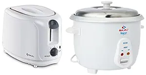 Bajaj RCX 5 1.8-Litre Rice Cooker + Bajaj ATX 4 750-Watt Pop-up Toaster (White)