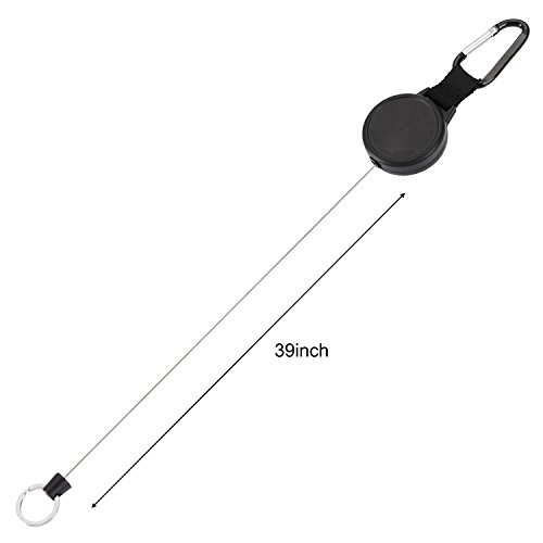 Llavero Retr  ctil de Carga Pesada con 39 Pulgadas de Cable de Acero  Negro