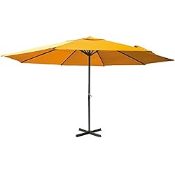 PARAMONDO Paragrandi Parasol | Parasol droit | Grand parasol en alu Ø5m (rond / jaune) | Armature avec pied parasol (anthracite)