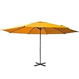 PARAMONDO Paragrandi Parasol | Parasol droit | Grand parasol en alu Ø5m (rond / jaune) | Armature avec pied parasol (anthracite)