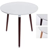 CLP mesa de comedor ANSGAR, 80 x 80 cm, mesa redonda con 3 patas cappuccino