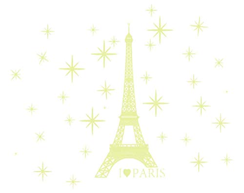 Preisvergleich Produktbild EmmiJules Wandtattoo leuchtend - verschiedene Motive - Kinderzimmer Leuchtsticker Lichtschalter Wandaufkleber Wandsticker Nacht Wohnzimmer Schlafzimmer nachtleuchtend (Eifelturm)