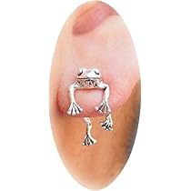Orecchini A Forma Di Rana In Argento 925 Ipoallergenici - Regalo Per Amanti Delle Rane - Confezione Regalo - 3