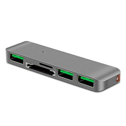5 in 1 Typ C Combo Hub, Cymall MacBook USB Hub, USB-C zum Micro USB Adapter, Daten Synchronisierung, Universal Type C Hub mit 2 Kartenlesern und 3 USB 3.0 Port Adapter für MacBook 12 Zoll, ChromeBook Pixel, Nexus 5X, Nexus 6P, alle Typ C Kabel unterstützte Gerät(Grau) - 3