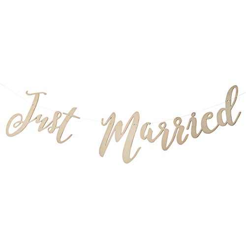 Ginger Ray Holz Schild Just married Schrift Hochzeit Wimpelkette Dekoration ? Schöne Botanics - 2