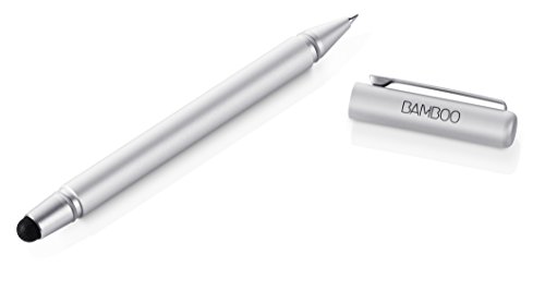 Wacom CS-170S Bamboo Stylus Duo 3. Generation, Touchscreen-Eingabestift für iPad, iPhone, Android Tablets, Smartphones mit austauschbarer Pen Carbonspitze und Kugelschreiber, silber