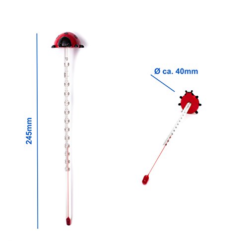 Marienkäfer Babyflaschenthermometer 24 cm Analog . Baby Flaschen / Nahrung Thermometer Glas - 2