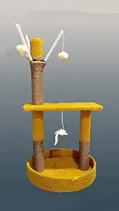 Smarty Pet Cat Tree House Yellow Colour with Hanging Mouse Model No MH09
