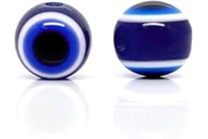 PERLIN 100 unidades Nazar Boncuk Boncugu redondas de 6/8/10 mm, ojo de boese, perlas de ojo azul, cuentas de ojo turco, amuleto de la suerte, decoración de pared, (8 mm)