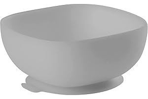 BEABA BÉABA - Silicone Bowl with Suction Cups - Baby and Children - Food and Weaning - Non-slip - Sticks perfectly to the table and the high chair tray - Microwave safe - Grey