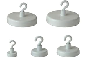 Dekorations Magnet mit Haken Magnethaken - WEISS - Durchmesser: Ø 20mm - 57mm - weiß lackiertes Metallgehäuse - Material (Magnet): Ferrit - Haftkraft: von 3 kg bis 32 kg, Größe:Ø 20mm | Kraft 3 kg
