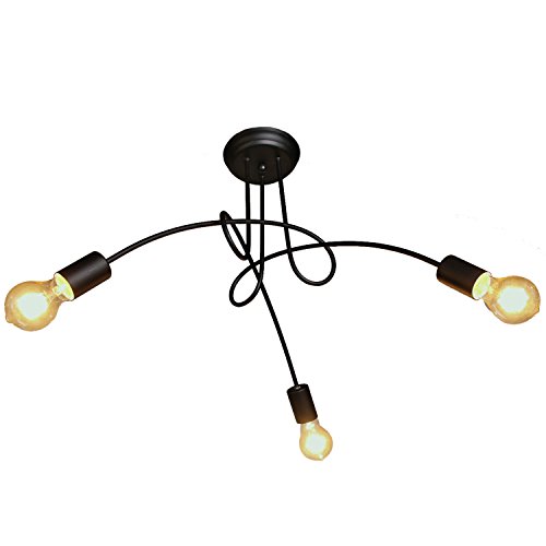 Unitary BRAND Plafonnier Vintage E27 3x60W Noir Peint