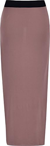 Ladies Elasticated Full Length Stretchy Jersey Womens Plain Maxi Skirt (S-M (8-10), Mocha)