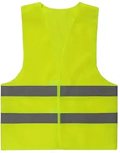 Schrodinger 60038 S to XXXL Bicycle Cycle Sports Safety Reflective Neon Green Jacket with Silver Reflective Stripes