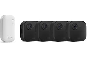 Videocamera Blink Outdoor 4 (Ultimo modello) - Videocamera di sicurezza smart HD wireless, autonomia di due anni, compatibile con Alexa - Sistema a 4 telecamere con Sync Module Core incluso - IP65