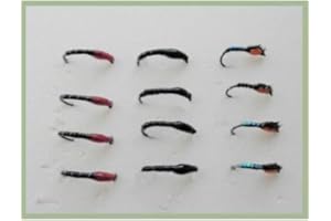 TROUTFLIES UK BUZZERS Barbless Buzzers, Trout Flies, 12 Pack Blakestone, Flesi and Redhead, Mixed size