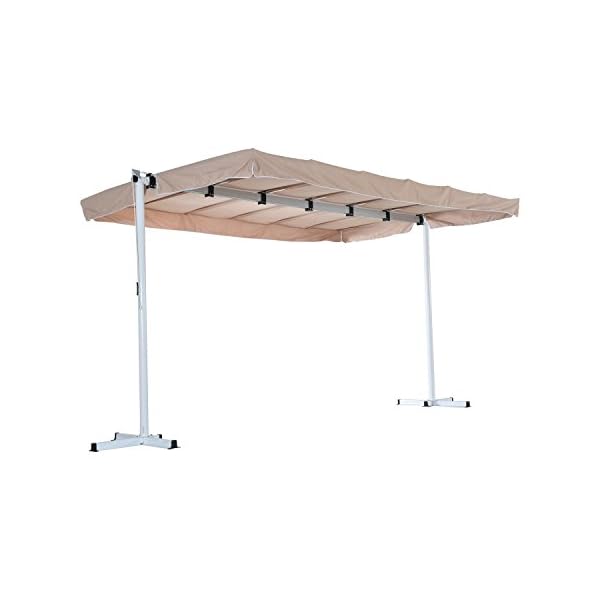 Outsunny Standing Awning Garden Outdoor Manual Canopy Sun Shade Wedding Event Shelter UV Blocker Aluminium Frame - Image 5