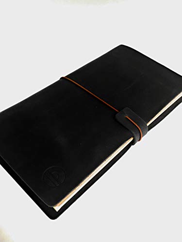 Cahier de Cuir véritable qualité Premium. Journal de voyage, travelers supplémentaire, 22 x 12 cm