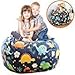 Produktbild BROLEX Sitzsack mit Stofftieren, extragroß, 96,5 cm, 100% Baumwollleinen, für Kinderspielzeug, Aufbewahrungstasche mit Reißverschluss, bequem, für Jungen und Mädchen, Textil, blau, Large