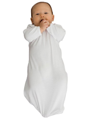 American Apparel Infant Baby Rib Long Sleeve Gown - White / 0-3M