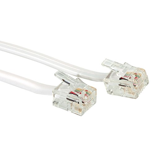 SECOMP RJ12 Kabel 15m 4-adriges Flach-Telefonkabel mit 6P4C Stecker 1:1 verbunden