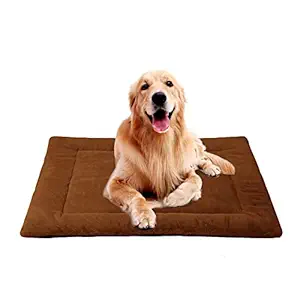 PETCIOSO Super Soft Dog Cat Crate Bed Blanket-Fluffy Pet Bed All Season-Machine Wash & Dryer Friendly-Anti-Slip Pet Beds?NOT for Chewer? (36in, Chocolate)