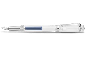 Kaweco Pluma estilográfica Student I Premium para cartuchos de tinta con plumín de acero I Nostalgischer Luxus pluma transparente I Ancho de pluma: M (medio)